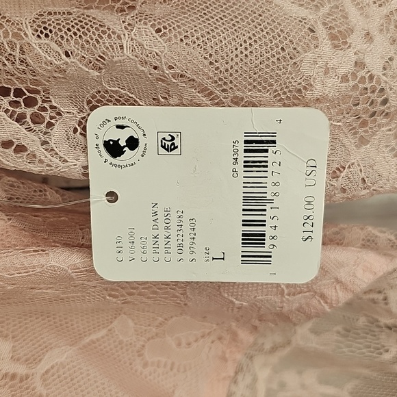 NWT Free People Womens Pink Rose Stretch Floral Lace Cut-out Tiered Mini Dress L - Picture 4 of 6